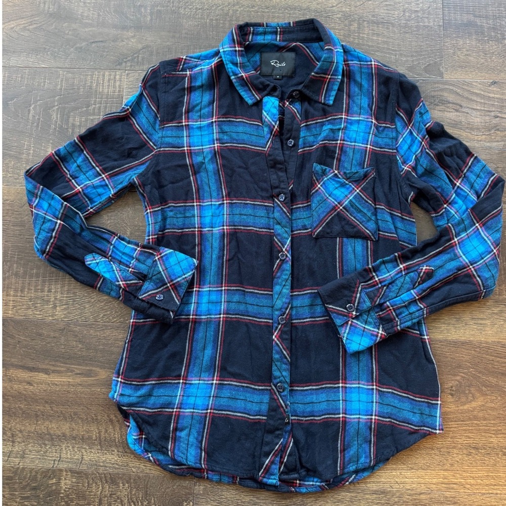Rails "Chico" "Petit" Plaid Flannel Shirt Blue Red Black Size S